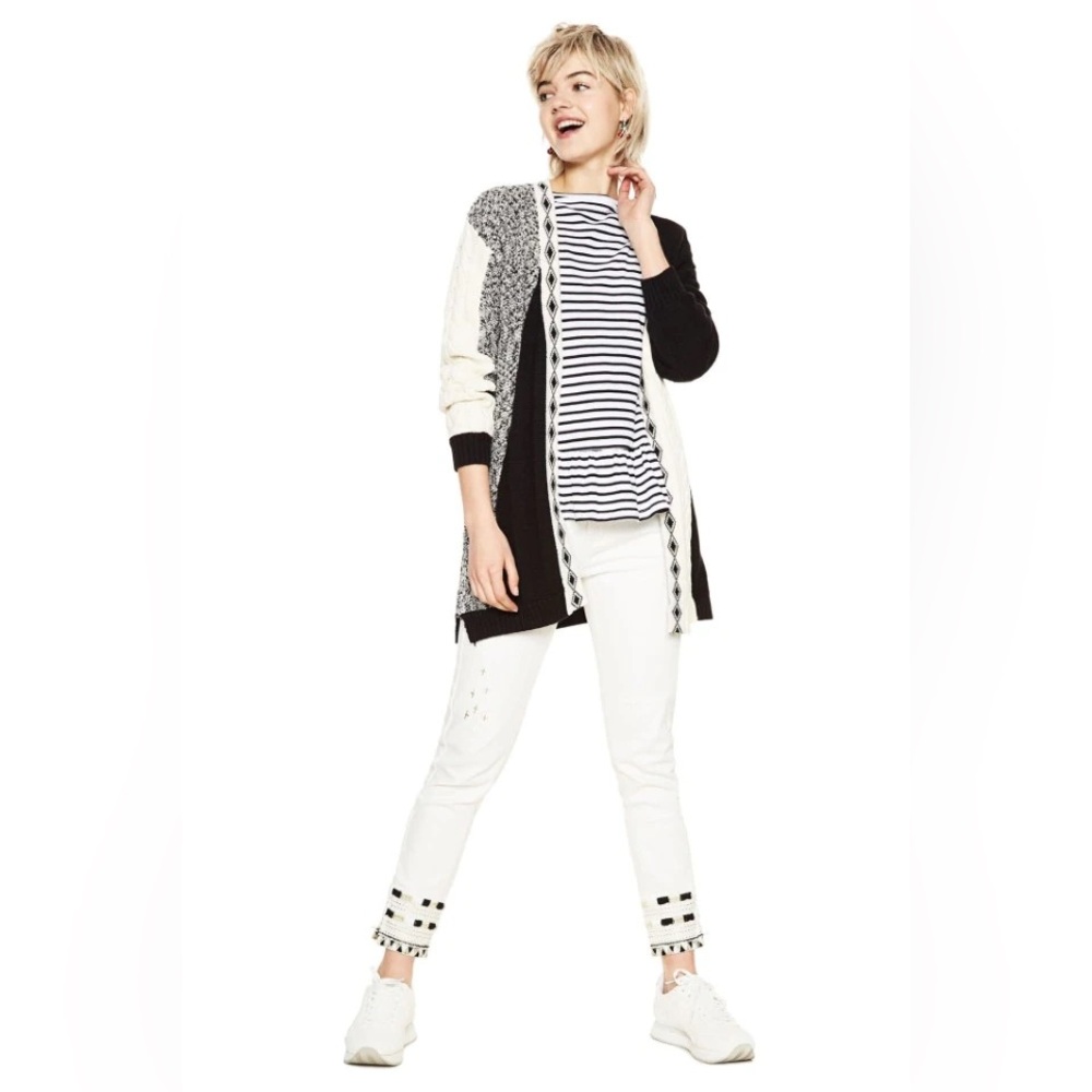 Desigual Black and White Cardigan Sweater
